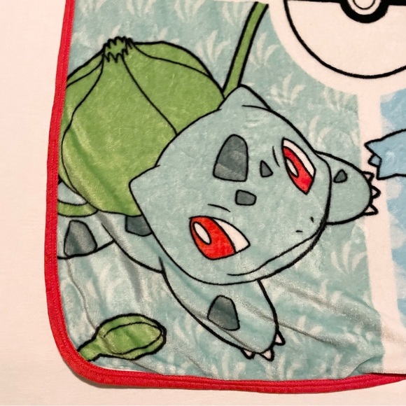 Pokemon Fleece Blanket with Pikachu Charmander Bulbasaur and Squirtle 47” x 36” - Picture 5 of 16